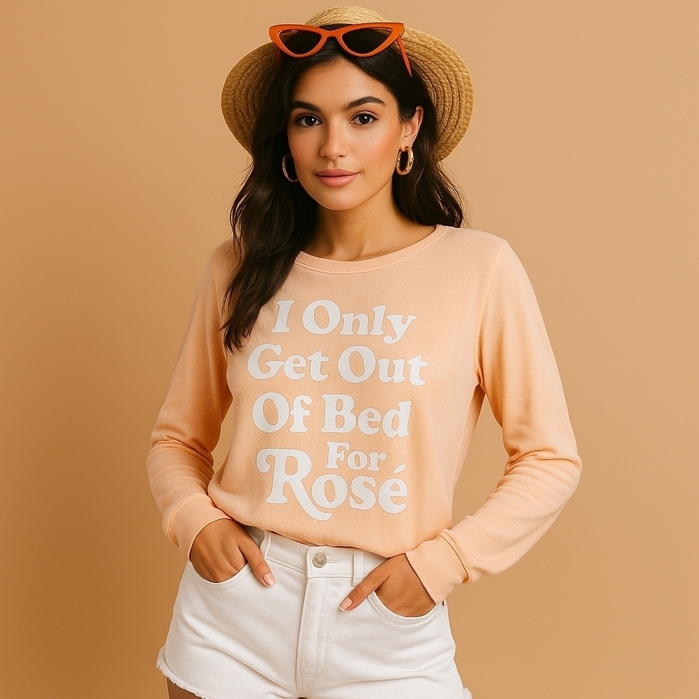 Wildfox “I Only Get Out of Bed for Rosé” Pullover Sweatshirt - XS